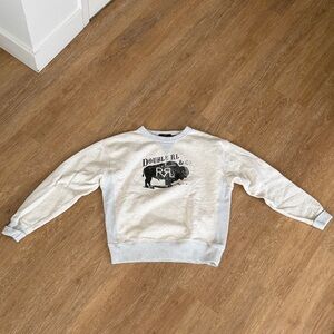Ralph Lauren Double RL Cream Crewneck with Black Buffalo Graphic